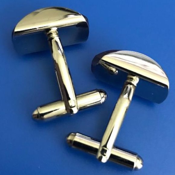 Silver-Tone & Purple Acrylic Cuff Links - Picture 4 of 5